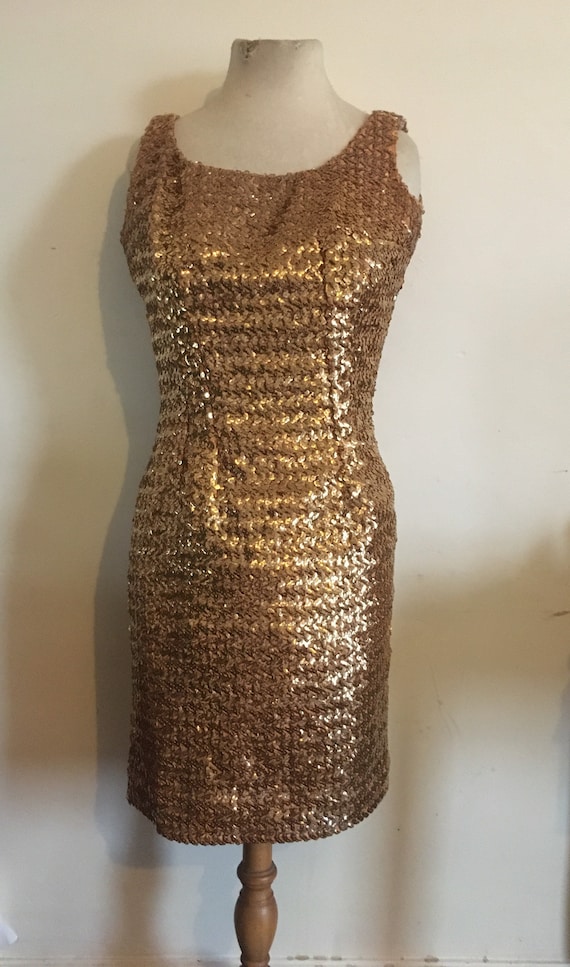 Vintage 1950s - 60s gold sequinned hourglass wiggl