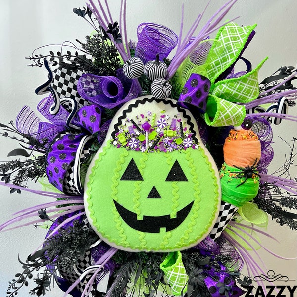 Pumpkin Wreath, Halloween Wreath, Fall Wreath, Autumn Wreath, Halloween Party Wreath