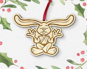 Levitating Coney- Bunny Rabbit Laser Cut Holiday Ornament / Wood Ornament / Christmas Decoration / Vermont