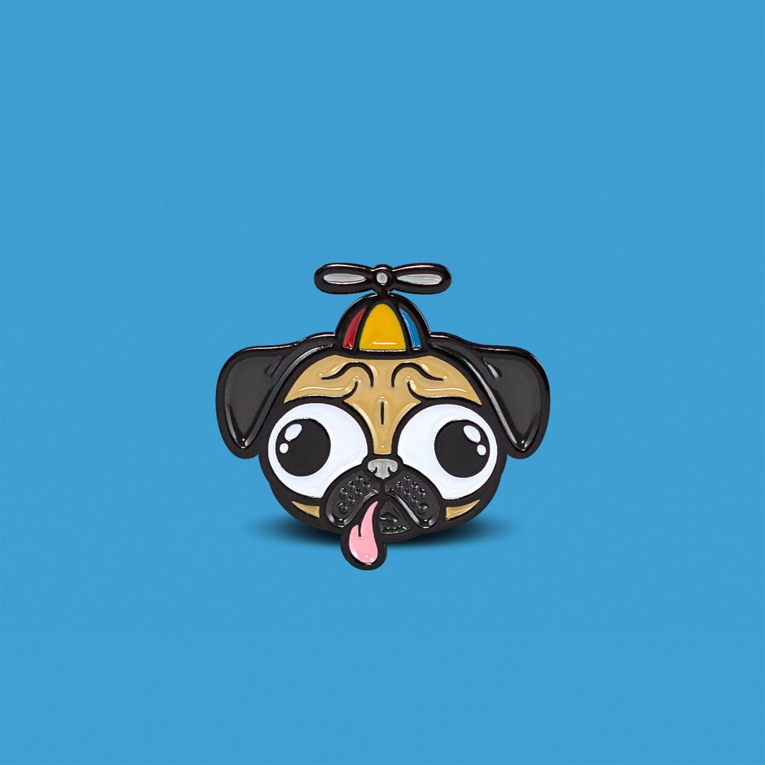 Pug in Propeller Beanie Hat Enamel Lapel Pin. Dog Pin Pet Pin Limited