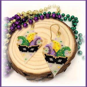 Mardi Gras Mask Earrings: Beaded New Orleans Jewelry