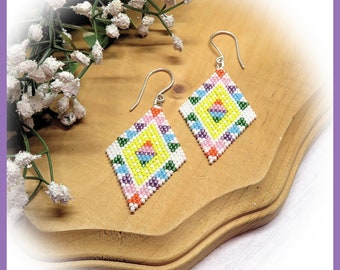 Beaded Geometric Earrings: Southwestern Native Style Boho Earrings