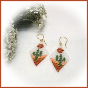Cactus Beaded Earrings: Desert Sunset Western Jewelry