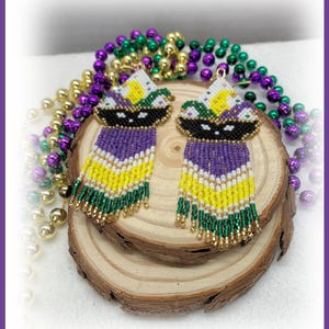 Mardi Gras Mask Earrings: Beaded Fringe, New Orleans Style