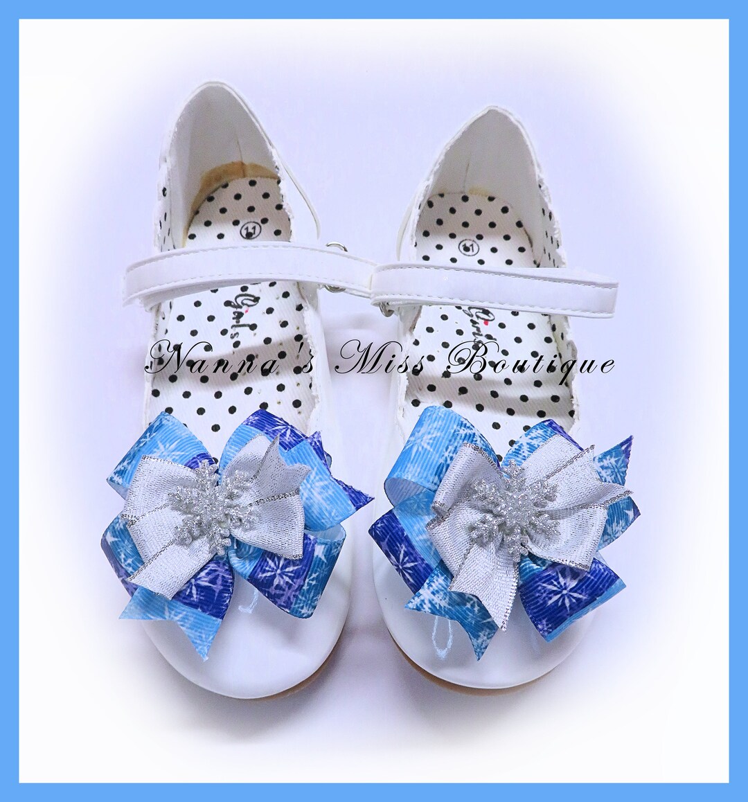 Shoe Bow Clips, Snowflake Shoe Bow Clips, Girl Shoe Bow Clips, Toddler