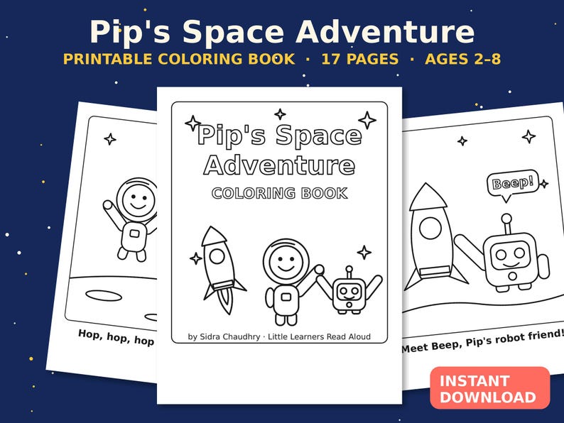 Space Coloring Pages for Kids, Printable Astronaut & Robot Coloring ...