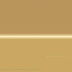 May include: A rectangular gold-colored card featuring a horizontal light gradient across the center. The text "WITH LOVE ON YOUR DAY" is printed in small white letters in the lower right quadrant of the card surface.