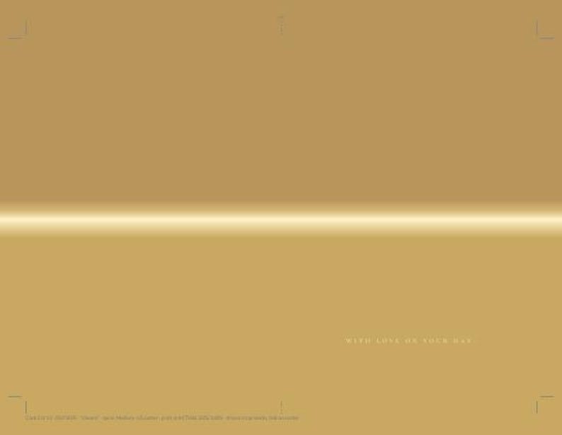 May include: A rectangular gold-colored card featuring a horizontal light gradient across the center. The text "WITH LOVE ON YOUR DAY" is printed in small white letters in the lower right quadrant of the card surface.