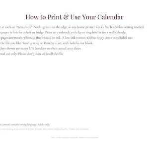 Calendario divertido para imprimir de 2027, calendario mensual sarcástico para pared, elegante calendario de escritorio, con inicio en domingo o lunes, descarga en PDF tamaño carta A4. imagen 7