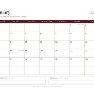 Calendario divertido para imprimir de 2027, calendario mensual sarcástico para pared, elegante calendario de escritorio, con inicio en domingo o lunes, descarga en PDF tamaño carta A4. imagen 3