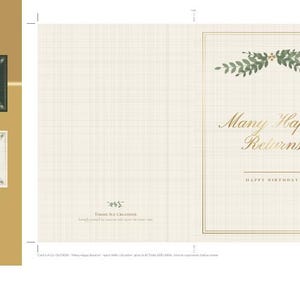 May include: A set of printable greeting cards featuring the text "Many Happy Returns" and "Of Your Goodness Field" with botanical illustrations. The cards are displayed in various color schemes including cream and dark green with gold accents.
