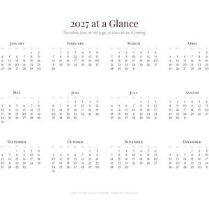 Calendario divertido para imprimir de 2027, calendario mensual sarcástico para pared, elegante calendario de escritorio, con inicio en domingo o lunes, descarga en PDF tamaño carta A4. imagen 2