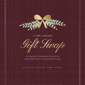 Juego imprimible de intercambio de regalos navideños para adultos, tarjetas divertidas para el intercambio de regalos, juego de Papá Noel travieso, juego para fiestas navideñas, bajo consumo de tinta, A4
