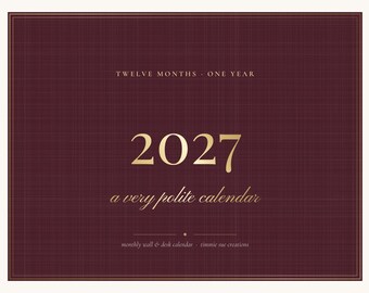 Funny 2027 Calendar Printable, Sarcastic Monthly Wall Calendar, Elegant Desk Calendar, Sunday or Monday Start, Letter A4 PDF Download