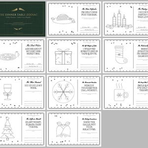 Juego de manteles individuales divertidos para imprimir, manteles individuales para colorear con el zodíaco para la mesa de la cena, juegos de mesa de Acción de Gracias y Navidad, 11x17 y tamaño carta