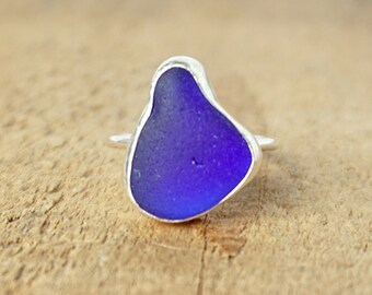 Size 7 Cobalt Blue Sea Glass Stacking Ring