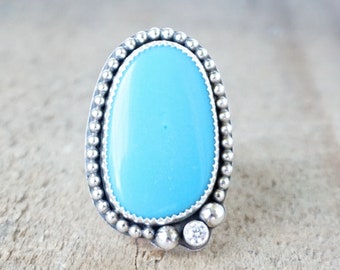 Turquoise Blue Rosarita Statement Ring, Size 9  - Rosarita Jewelry, Rare Rosarita, Cocktail Ring, Sterling Silver Ring