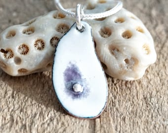 Enamel Oyster Shell Necklace with Fine Silver Pearl
