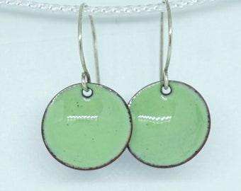 Light Green Enamel Earrings