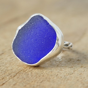 Size 8 Cobalt Blue Sea Glass Ring - Genuine Sea Glass, Natural Sea Glass, Sea Glass Jewelry, Beach Glass, Beach Glass Jewelry Ring