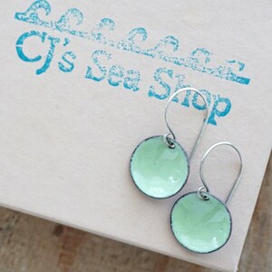 Light Green Enamel Earrings Enamel Jewelry, Minimalist Jewelry, Minimalist Earrings, Simple Earrings, Dot Earrings, Boho Jewelry Earrings image 5