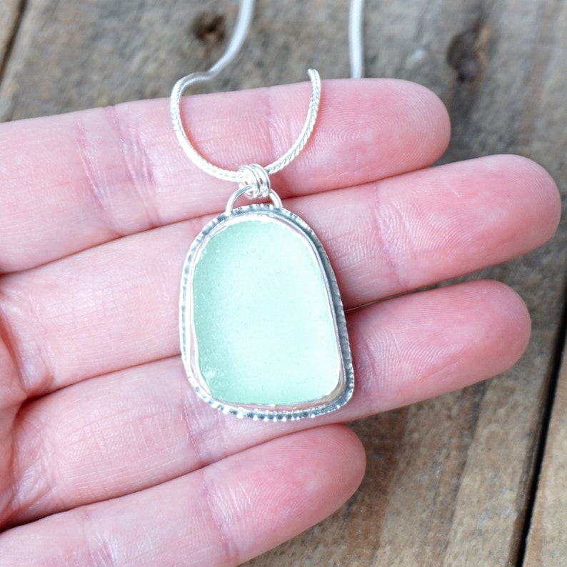 Seafoam Green Sea Glass Pendant Natural Sea Glass Genuine Etsy