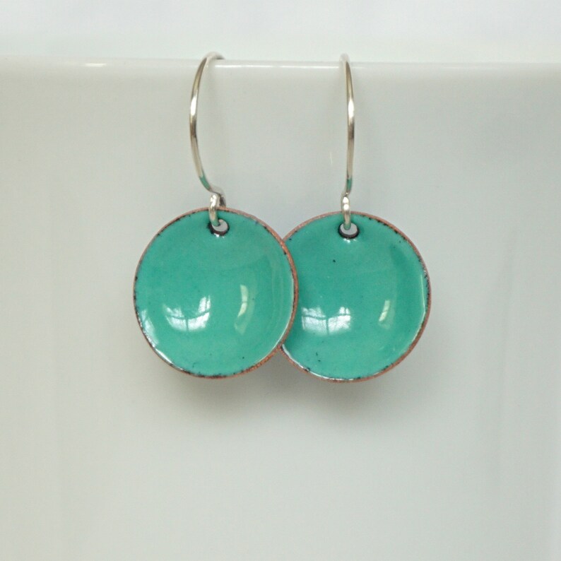 Mint Green Enamel Earrings Enamel Jewelry Minimalist Etsy