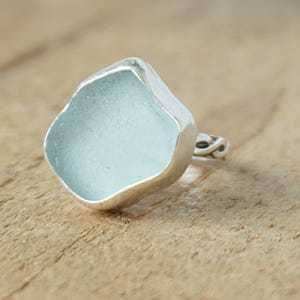 Size 6 1/2 Soft Aqua Blue Sea Glass Ring - Genuine Sea Glass, Natural Sea Glass, Sea Glass Jewelry, Beach Glass, Beach Glass Jewelry Ring