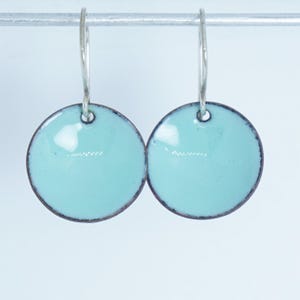 Seafoam Green Enamel Earrings - Enamel Jewelry, Modern Earrings, Minimalist Jewelry, Minimalist Earrings, Simple Earrings, Dot Earrings