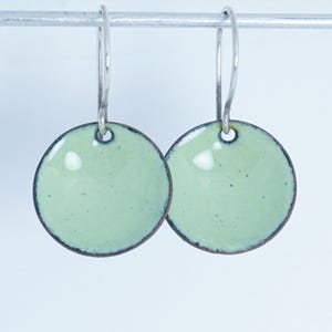 Light Green Enamel Earrings - Enamel Jewelry, Modern Earrings, Minimalist Jewelry, Minimalist Earrings, Simple Earrings, Dot Earrings