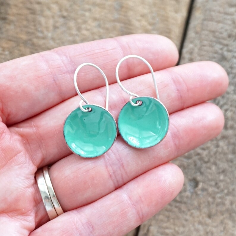 Mint Green Enamel Earrings Enamel Jewelry Minimalist Etsy
