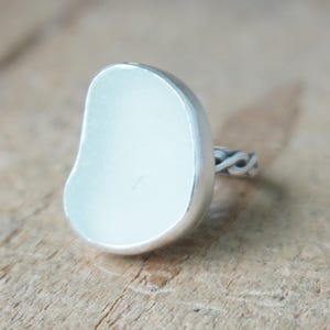 Size 7 1/2 Clear Sea Glass Ring - Genuine Sea Glass, Natural Sea Glass, Sea Glass Jewelry, Beach Glass, Beach Glass Jewelry Ring