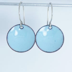 Light Blue Enamel Earrings: Simple Disc Earrings