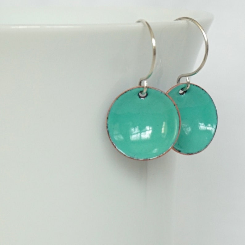 Mint Green Enamel Earrings Enamel Jewelry Minimalist Etsy