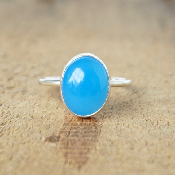 Size 9 Blue Chalcedony Stacking Ring