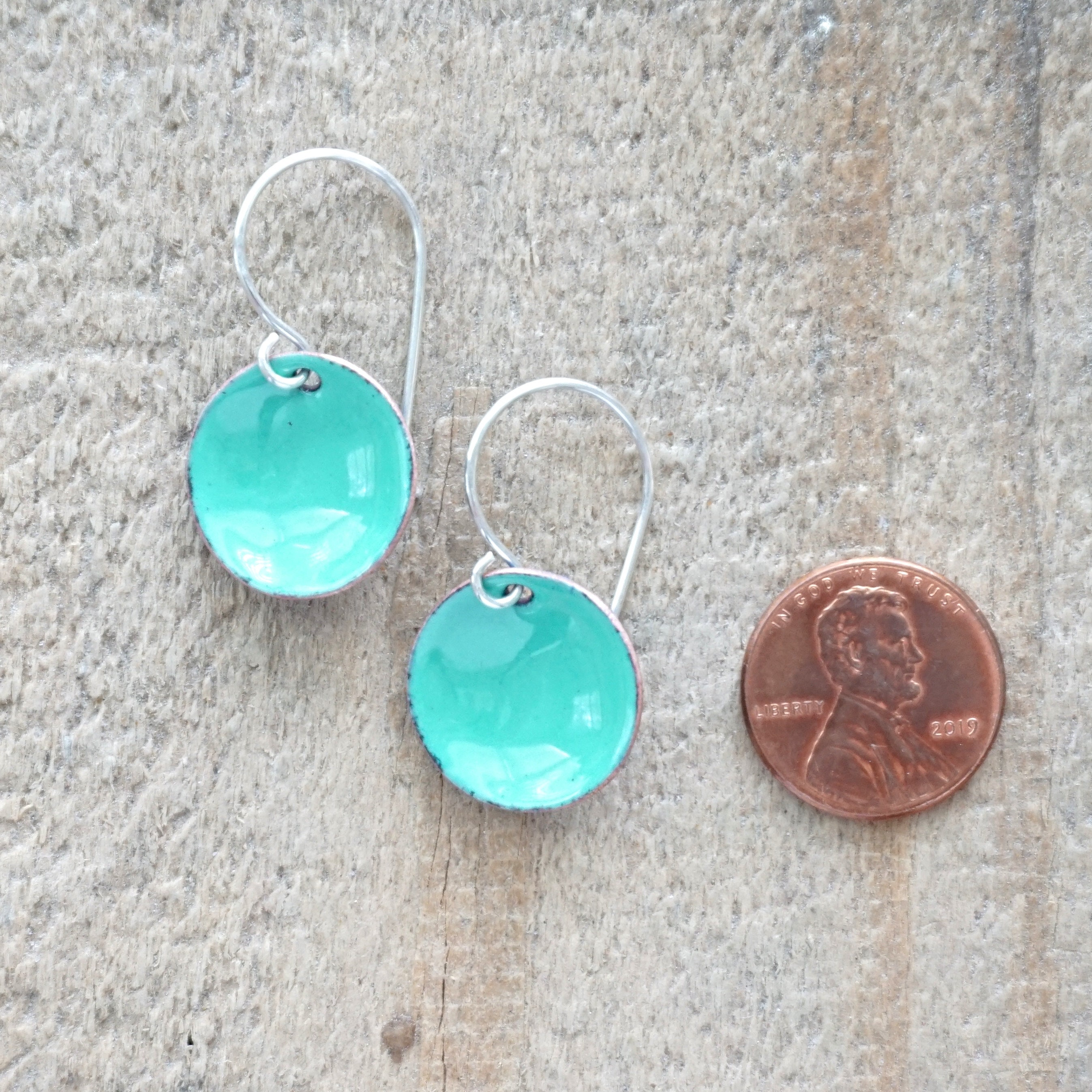 Mint Green Enamel Earrings