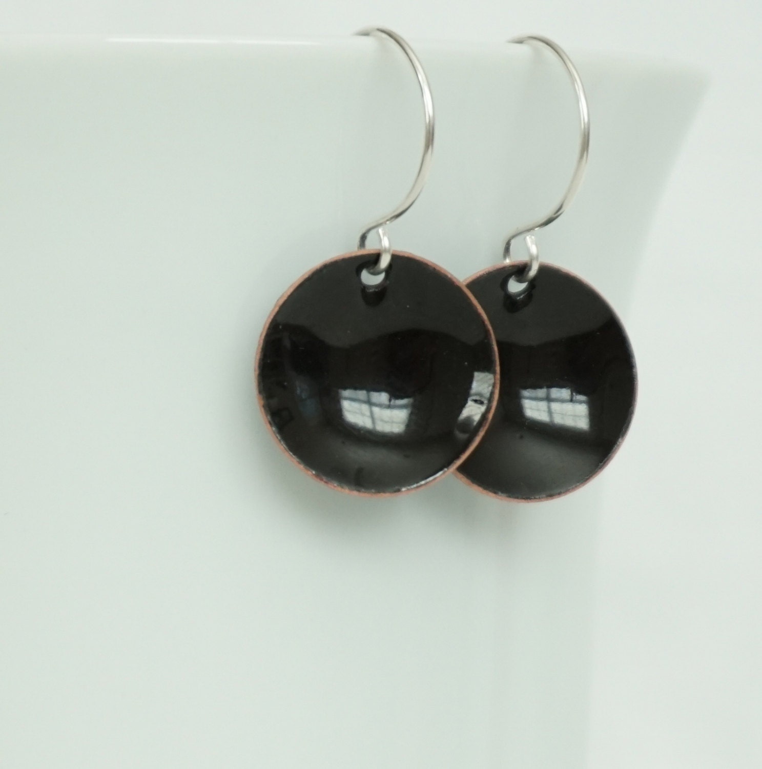 Black Enamel Earrings Enamel Jewelry Minimalist Jewelry Etsy