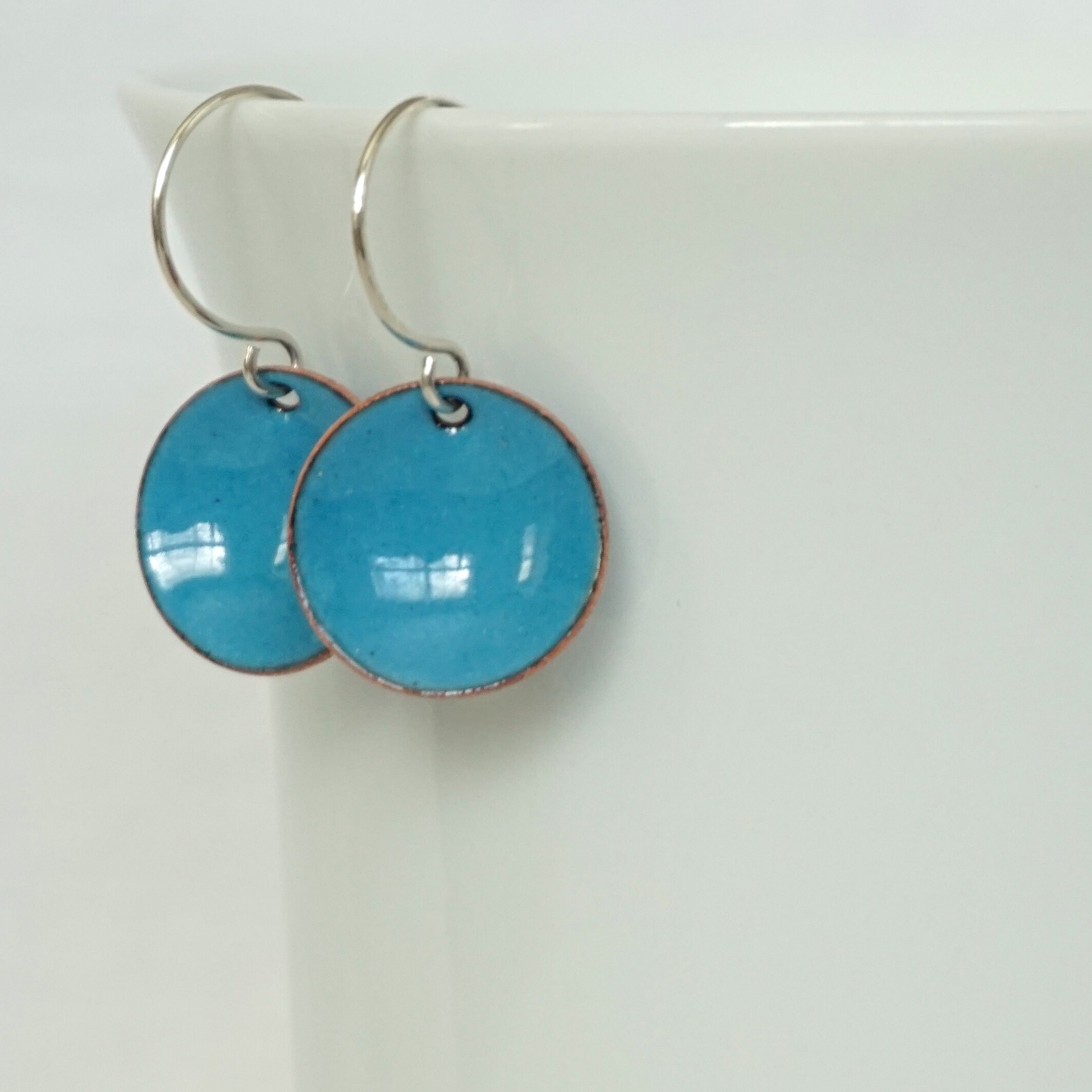 Teal Blue Enamel Earrings Enamel Jewelry Minimalist Etsy 4035