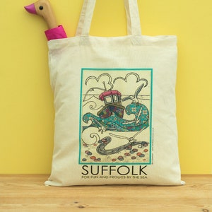 Suffolk Baumwolle Einkaufstasche Meer Geschenk Souvenir Fischerboot Plastikfreier wiederverwendbarer Öko-Strumpffüller Weihnachtsgeschenk für Seemann