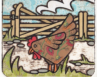 Chicken Hen 148x148mm Postcard Farmyard