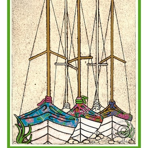 Voile A5 Carte postale Bateaux Cale sèche