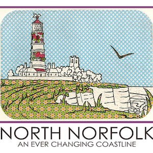North Norfolk A5 Postkarte Lighthouse Cliffs Church