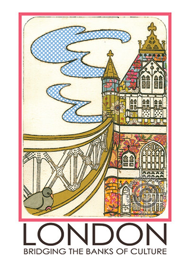 London Travel Poster Tower Bridge Historical Landmark ...