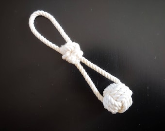 Mini // Rope Ball Pull - All Natural Cotton Rope Dog Toy - Monkey's Fist Knot