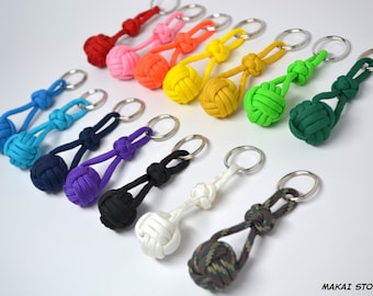 pocket pendant key ring paracord monkey fist Keychain Lucky Knot & Bee honey-gold-colored