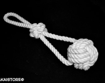 Large // Rope Ball Pull - All Natural Cotton Rope Dog Toy - Monkey's Fist Knot