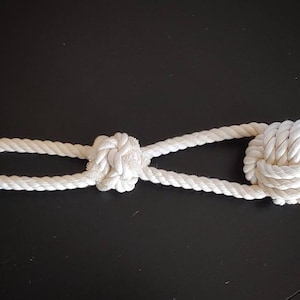 Pequeño // Tirador de bola de cuerda Juguete para perros de cuerda de algodón totalmente natural Nudo de puño de mono imagen 2