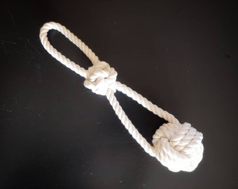 Small // Rope Ball Pull - All Natural Cotton Rope Dog Toy - Monkey's Fist Knot