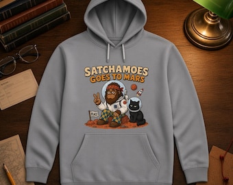 Sweat à capuche humoristique astronaute pour homme et femme, Sweat-shirt cadeau spatial Sasquatch Mars, Sweat à capuche Space Nerd Chat Noir, Satchamoes part pour Mars