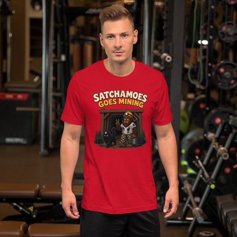 Coal Miner Gift Shirt Men Women, Funny Appalachian Sasquatch Mining Tee, Coal Mining Shirt Black Cat, Satchamoes Goes Mining